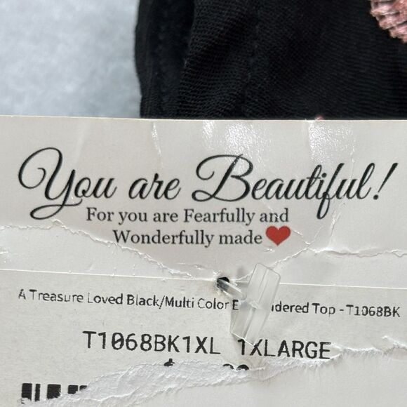 ODDY Peasant Top Black Embroidered Boho Indie Hipster Summer Blouse - Picture 8 of 9